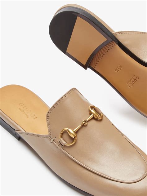 princetown leather slipper gucci beige|gucci princetown leather flat mules.